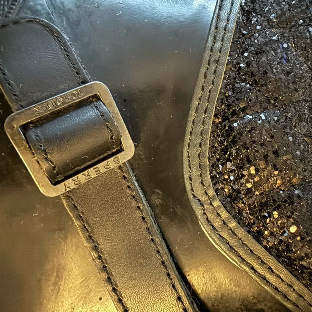 Sperry  sparkly waterproof Black Quilted‎ Knee-High Boots size 8